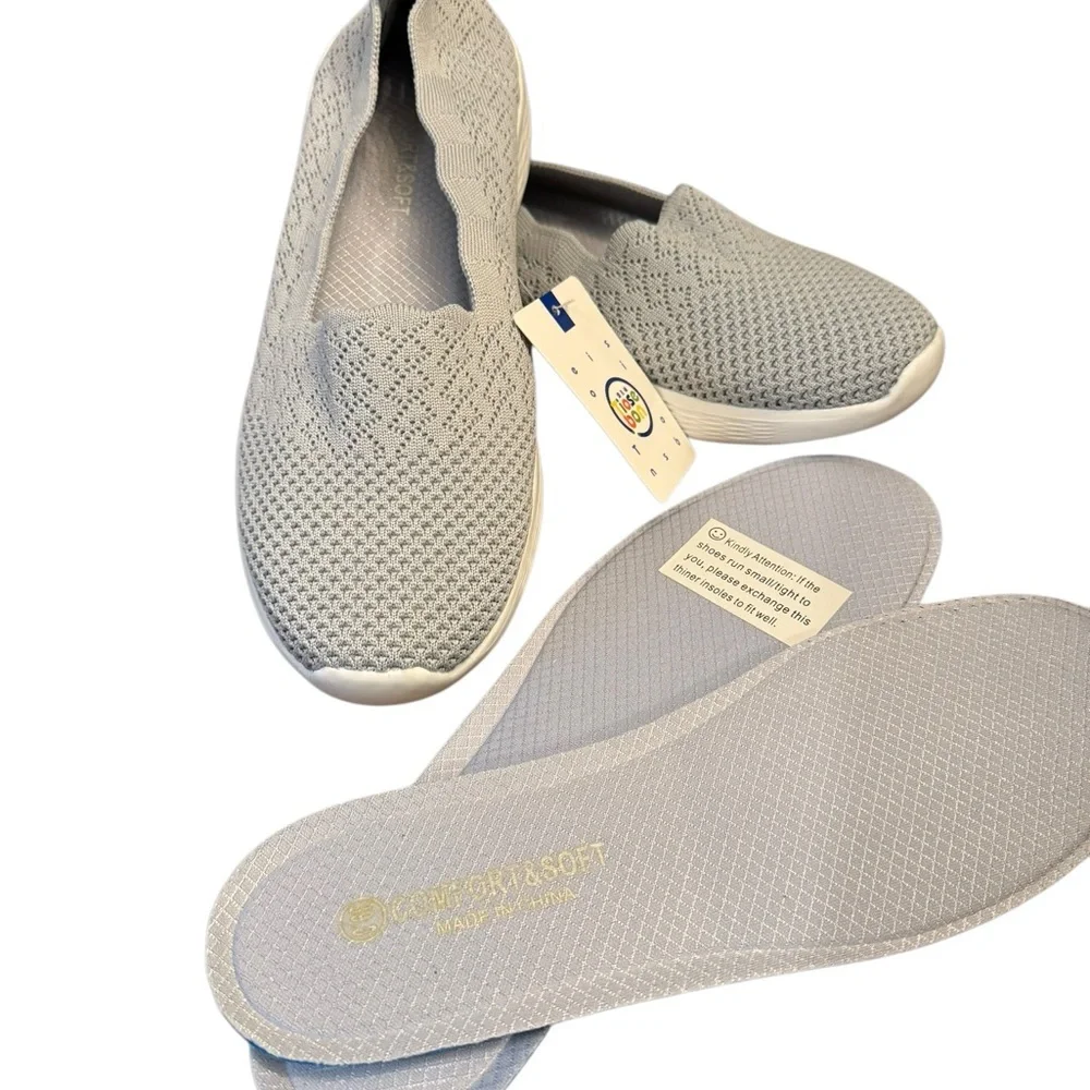 Light Gray Slip-On Knit Shoes‎